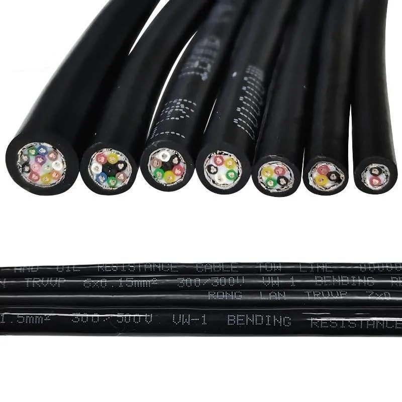 Cable blindado de poliuretano de 18 AWG altamente flexible de 2 a 8 núcleos recubierto de PUR antiflexión resistente a ácidos y álcalis (PUR-TRVVP 8 núcleos, 26 AWG-0,15 mm 5 m)
