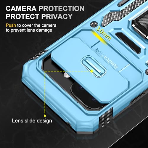 Image of Slide Camera Cover with Ring Holder Mobile Phone Case Cover for Google Pixel 9a (Blue)
