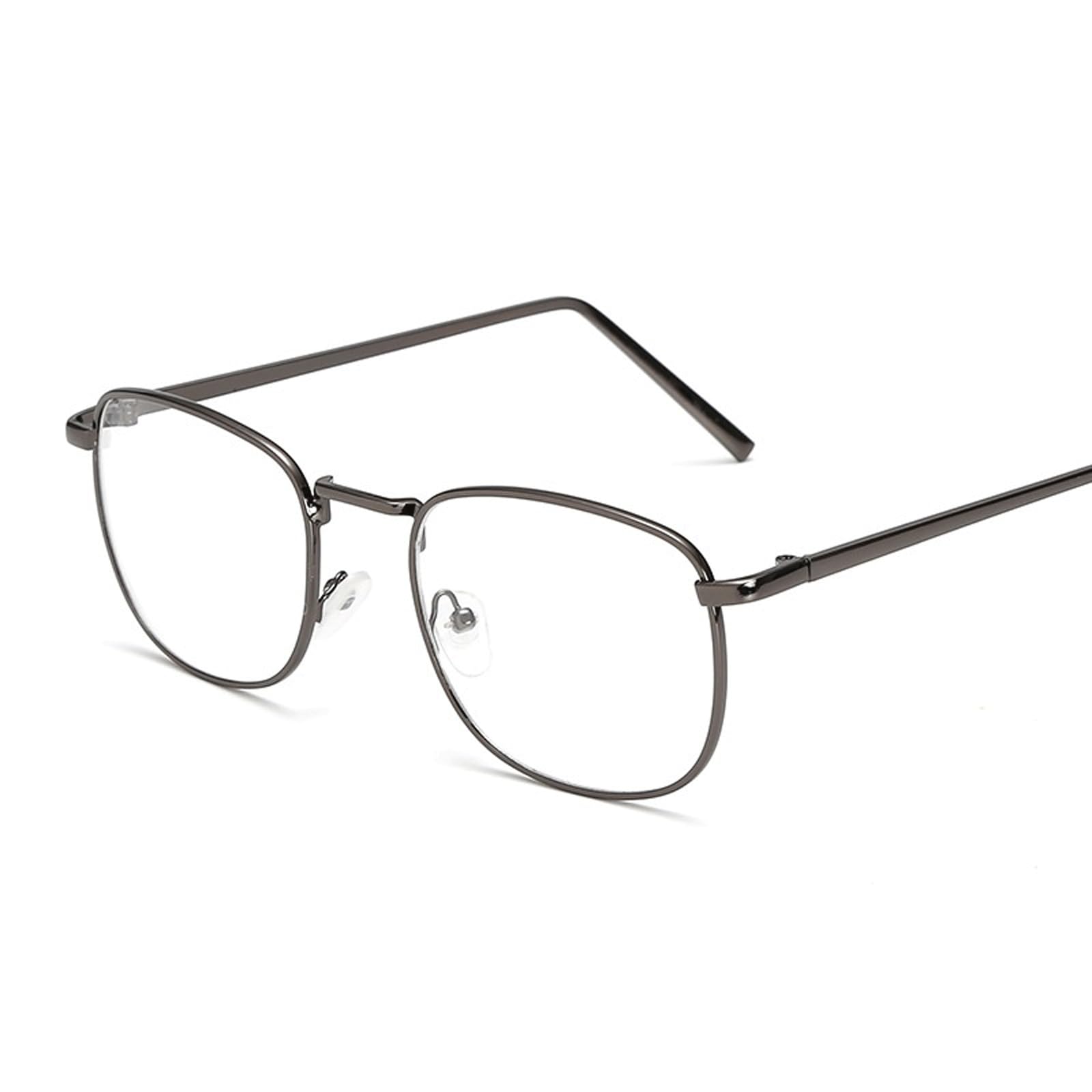 KLJUddGY Unisex Eyewear Frames Square Spectacles for Computer Non Prescription Eyeglasses Reading Glasses Full Rim Glasses Lightweight(Gun)