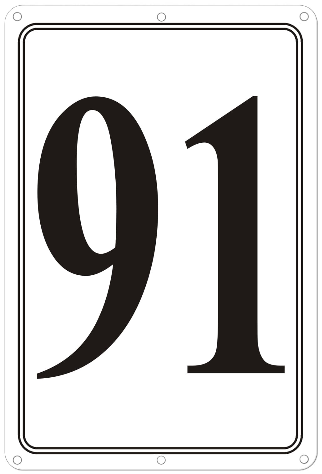 Premium Aluminum Number Signs 91, Metal 12" X 8" Numbered Signs Outdoor for Parking Lots, Floor, Dock, Court, Aisle, Field, High Visibility, No Fade, Weather-resistant