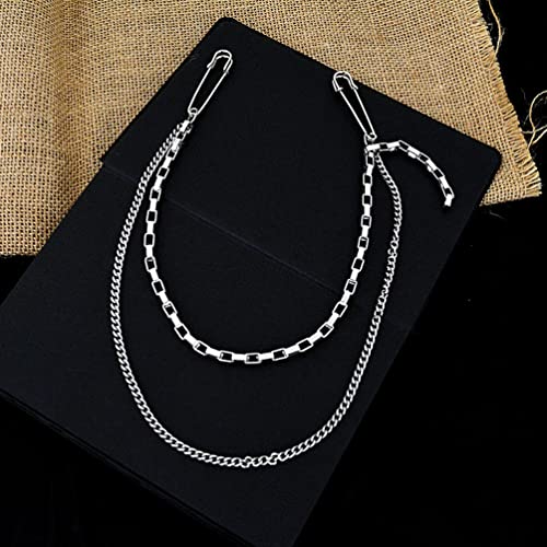 Image of 2 Pcs Dual Chain Brooch Pin Punk Hanging Chains Safety Pin Corsage Pin for Women and Men