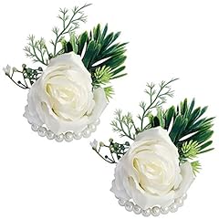 2pcs White Wrist Corsages