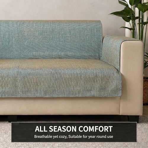 Image of STITCHNEST 'ComfyNest Series' 1 Seater Sofa Cover | Full Coverage with Armrest Pocket | Elegant Jute Fabric, Washable & Durable for Modern Living