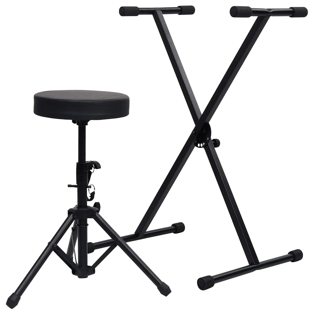 Genérico Set de Soporte para Teclado y Taburete Negro,Arte y Ocio,Hobbies y Artes Creativas,Accesorios para Instrumentos Musicales y de Orquesta,Banquetas y taburetes-70095