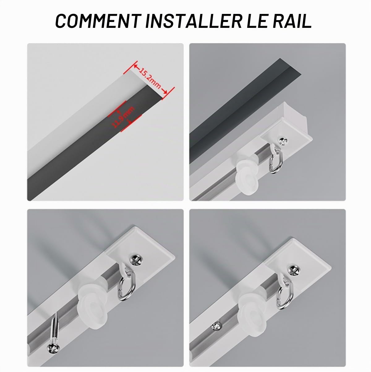 Rail De Rideau De Plafond Encastré, Système De Tringle À Rideau Caché, D'intimité Montée Au Plafond, Aluminium, Robuste, Ensemble De Rails De Plafond Suspendu Coulissants(300cm/9.8ft(2 * 150cm))