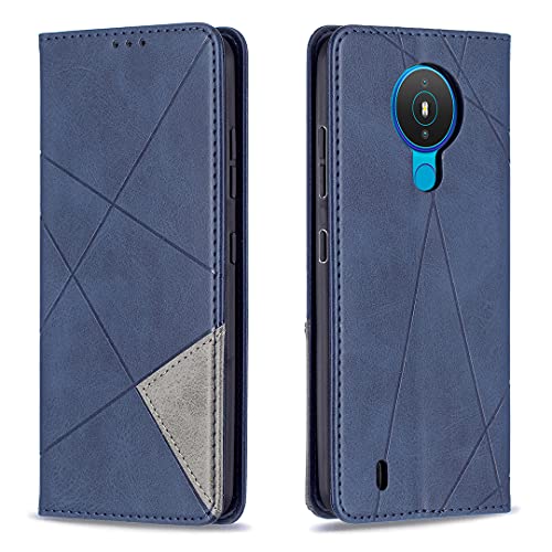 Posanter Funda para Nokia 1.4, PU Cuero Flip Carcasa Fundas Móvil de Tapa Libro con Cierre Magnético, Tarjetero y Suporte, Capa Plegable Cartera Flip Cover Case, Tipo Étui Piel Protección (Azul)