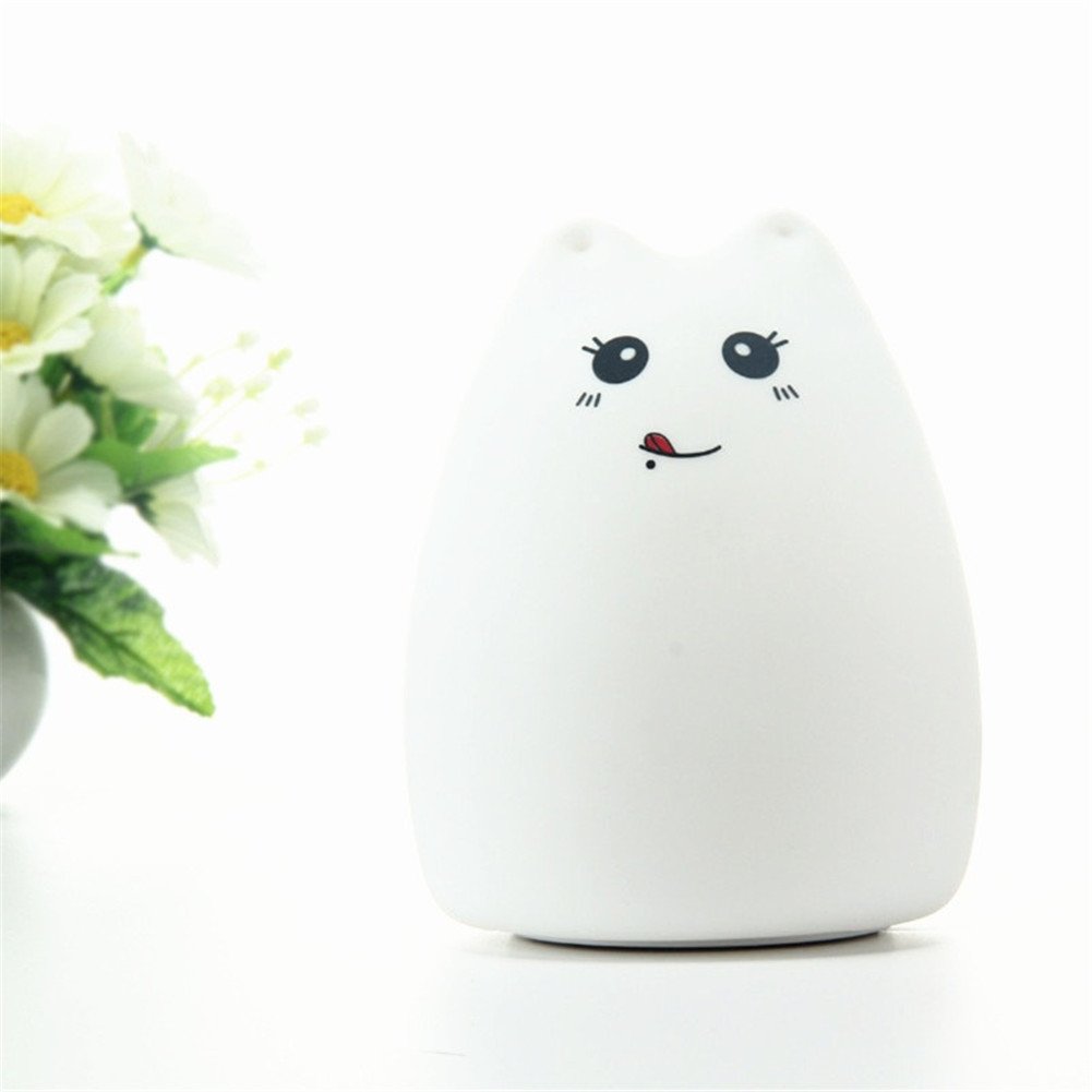 Veilleuse chat LED multicolore tactile en silicone doux pour chambre bébé
