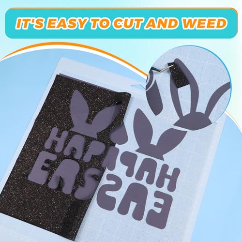 Image of Black Glitter Puff Vinyl Heat Transfer - 12 inch x 5ft 3D Puff HTV Vinyl, Glitter Puffy Iron-On for Fabrics, Perfect for T-Shirts, Bags, Pillows, Compatible with Cricut & Cameo