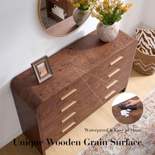 Image of Curved Drawer Dresser for Bedroom with 8 Drawers, 54'' Wide Chest of Drawer