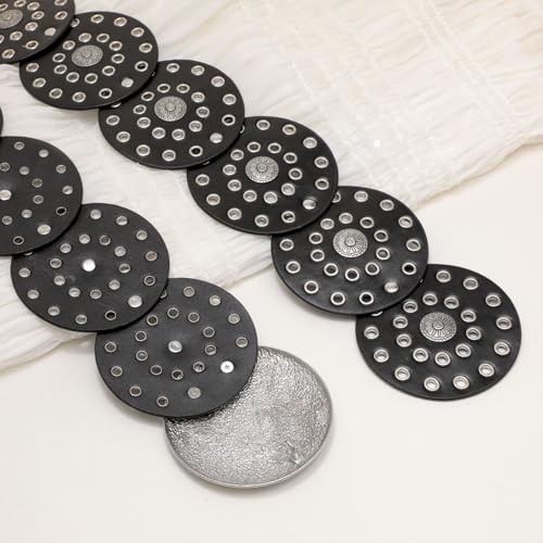 Western Belts for Woman Boho Vintage Disc Cowgirl Belt with Vintage Buckle for Jeans Dresses4