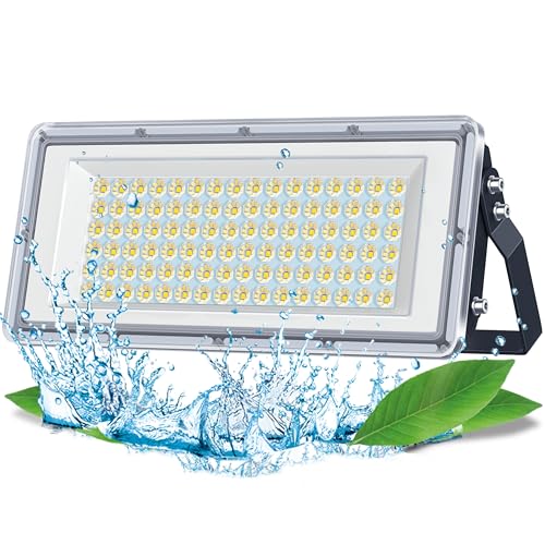 TASINUO Projecteur Exterieur LED 100W, 10000LM 7000K Spot LED Extérieur IP67 Imperméable, 85-265V Lampe Exterieur pour Jardin Terrasse Garage Usine