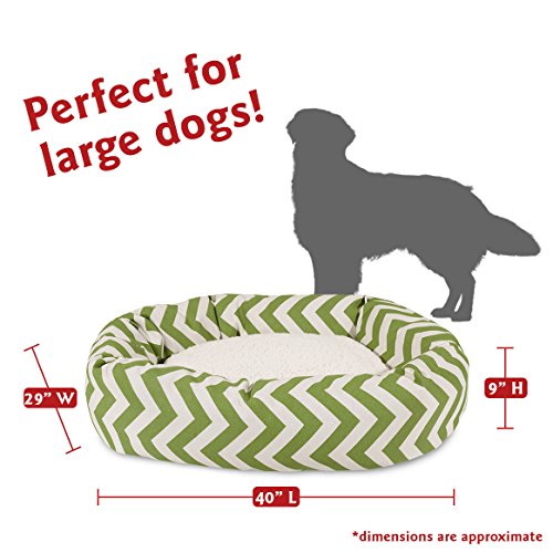 Image of Majestic Pet 40 Inch Chevron Sherpa Calming Dog Bed Washable - Cozy Soft Round Pet Bed with Spine for Head Support - Fluffy Donut Bed 40x29x9 (inch) - Large - SAGE