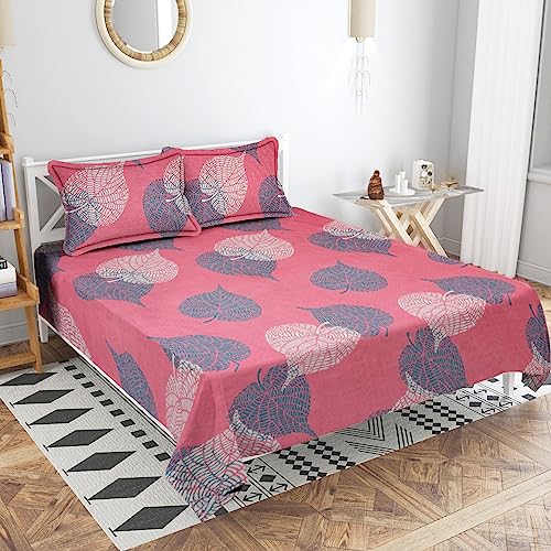 Image of HOMEKART 3D Printed 144 Tc Microfiber Double Bedsheet with 2 King Size Pillow Covers Breathable | Wrinklfree | Summer | Topsheet (Pink Cricle Print, 90 x 90 Inches)