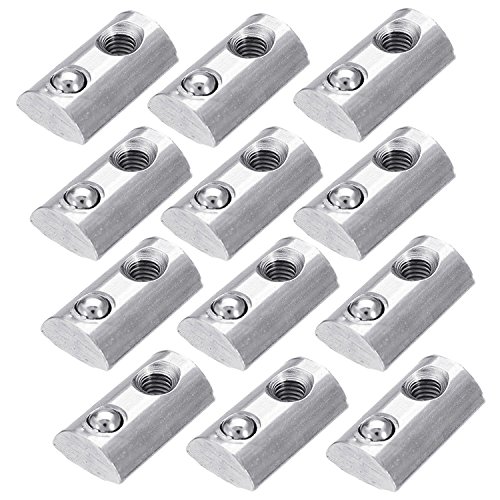 PZRT12-Pack 3030 Series Roll-in Spring M5 T Nut, Roll Ball Elastic Nuts for 8mm T-Slot Aluminum Extrusion Profile