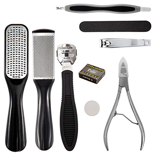 Pedicure Kit Professional10 in 1, Stainless Steel Foot File Rasp,Clean Hard,Cracked，Dead Skin-Professional, Callus Remover with Nail Toenail for Home Wet and Dry Pedicure-Foot Care Tools Set