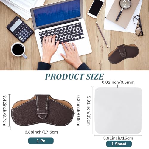 Image of CREATCABIN Leather Sunglasses Case Slim Glasses Case Portable Lightweight Eyeglasses Spectacle Cases Pouch Bag Cover with Soft Cleaning Cloth Gifts for Women Men Travel Vacation 6.9x3.4 Inch Coffee