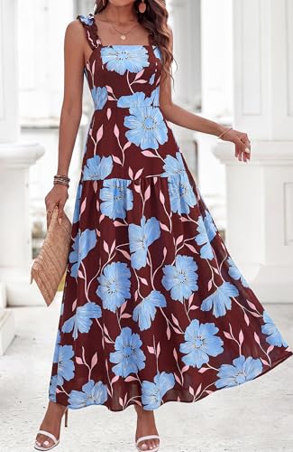 Image of BTFBM Dresses for Women Summer 2026 Formal Sleeveless Smocked Floral Long Wedding Guest Dress Party Spring