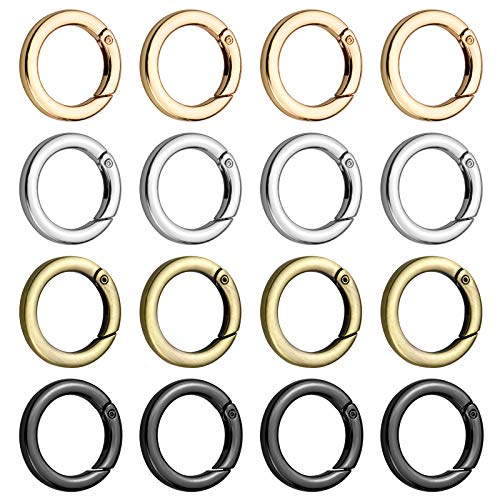 Hysagtek Lente O Ringen, 16 Stks Ronde Lente Snap Clip Haak 35mm Ronde Karabijnhaak Clips Trigger Heavy Duty Sleutelhanger Gesp voor Tassen Portemonnees Sleutelhangers Ambachten, 4 Kleuren