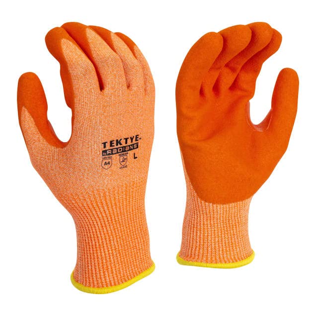 Radians RWG703 TEKTYE™ Hi-Vis Cut Level A4 Glove - Size L, 12 pack, Orange