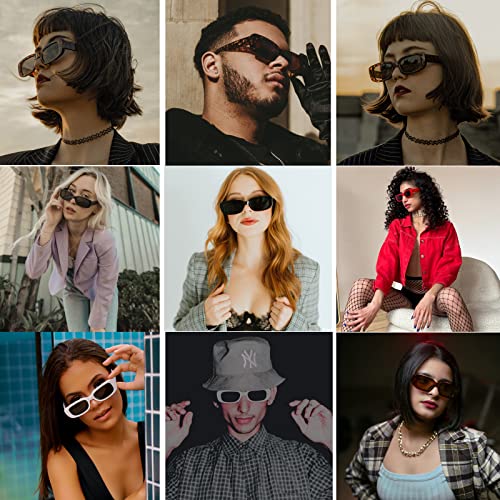 Rectangle Sunglasses for Women Men Trendy Fashion Retro, 90s Y2K Vintage Narrow Square Frame Sunglasses Cool4