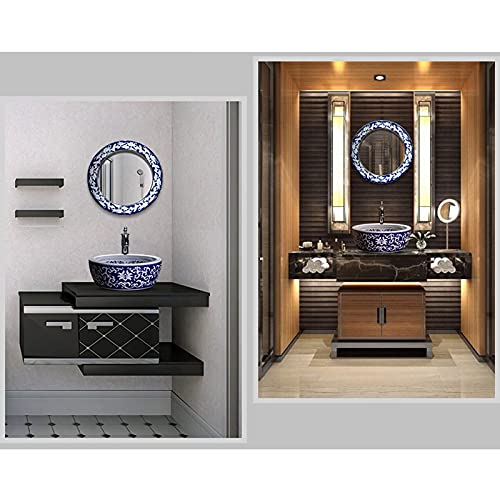 Lavabo de cerámica para baño anti-salpicaduras redondo y pintado a mano 8