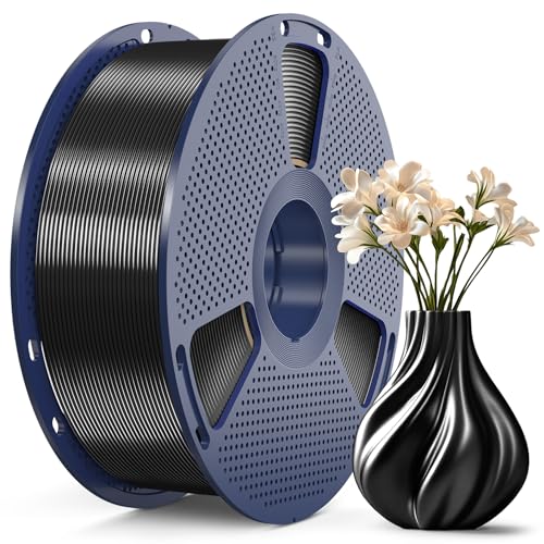 Image of SUNLU 3D Printer Silk Filament,Shiny Silk PLA Filament 1.75mm, Smooth Silky Surface, Great Easy to Print for 3D Printers, Dimensional Accuracy + /- 0.02mm, Silk Black 1KG