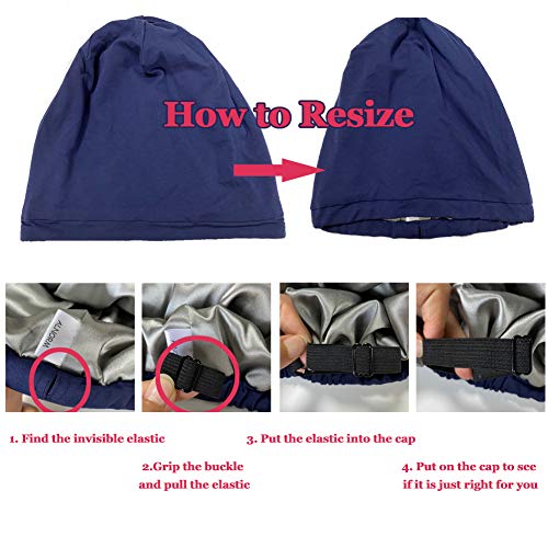 Capa de dormir de cetim ajustável para cabelo encaracolado que protege o cabelo, permanece no lugar,