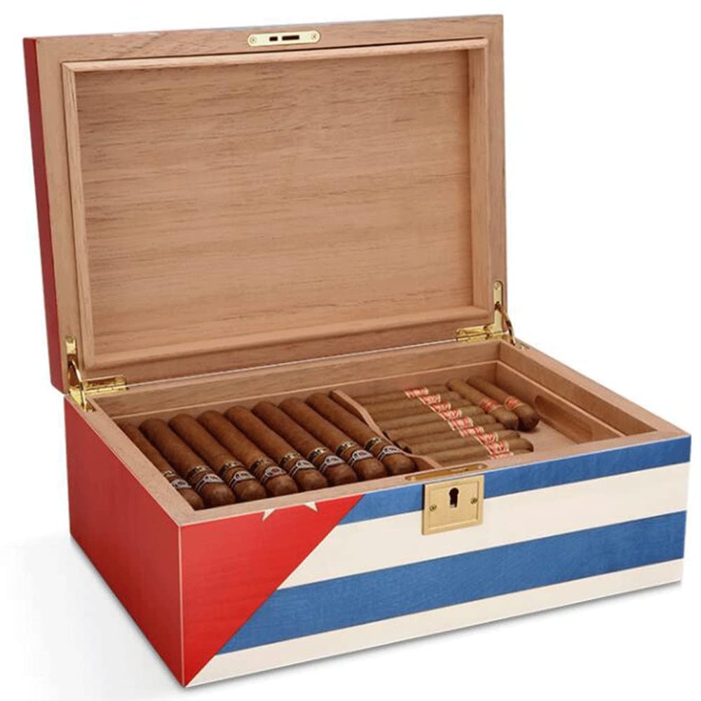 GYORI Handmade Cigar Humidor, Cedar Cigar Desktop Box, Natural Cedar Wood Humidor Cigar Box, Ideal Cigar Accessory, Gift for Men, Holds 20-30 Cigars