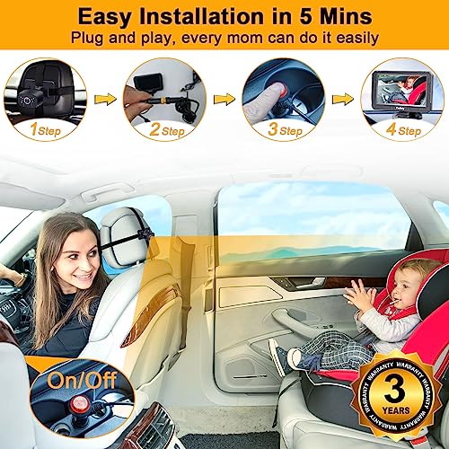 Yakry Baby Car Camera Backseat - Hd 1080P Rear Facing Car Baby Monitor With Camera 360° Rotation Adjustable Car Seat Camera 150° Wide View 3 Mins Easy Installation Y60 #TOP1
