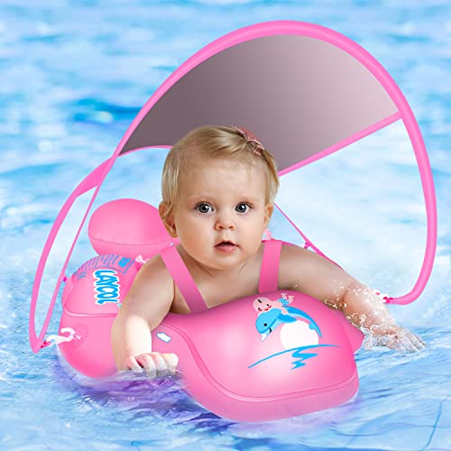 Image of LAYCOL Baby Swimming Float with UPF50+ Sun Canopy Baby Floats for Pool No Flip Overbaby Pool for Baby Age of 3-36 Months