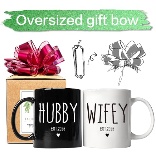 FALJIOK-Est-2025-Hubby-Wifey-Coffee-Mugs-Set-Wedding-Gift-for-Couple-Bride-Groom-Mug-Set-Newlywed-Coffee-Mugs-Gift-Set-Couples-Coffee-Mug-Set-Mr-Mrs-Bridal-Shower-Gift-93 FALJIOK Est 2025 Hubby Wifey Coffee Mugs Set Wedding Gift for Couple Bride Groom Mug Set Newlywed Coffee Mugs Gift Set Couples Coffee Mug Set Mr Mrs Bridal Shower Gift 93
