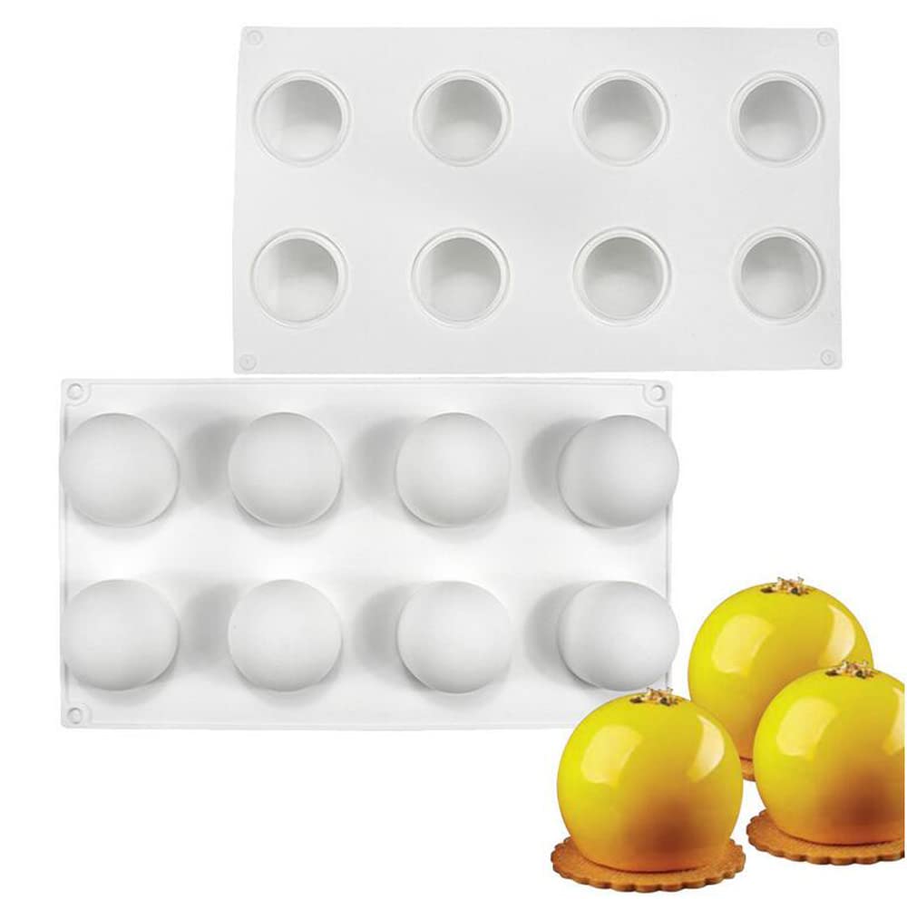 Xiaoshenlu 8 Holes Spheric Ball Silicone Mousse Cake Mold, Bakeware Dessert Mousse Diy Chocolate Soap Candle Mould,