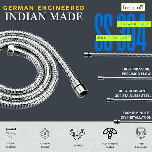 Image of Freshco Cubo Rubclean Health Faucet Set for Toilet with German Engineered Flexible SS304 Hose (1.2m) & Wall Hook | Handheld Bidet Sprayer | High Pressure Jet Spray | Anti-Clog Nozzles | Chrome
