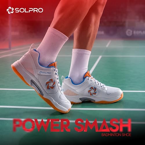 Image of SOLPRO Power Smash Badminton Shoes | Flex Support Outsole | Court Grip | Shock Absorbing Cushion | Breathable Mesh Upper | Stability Ridges