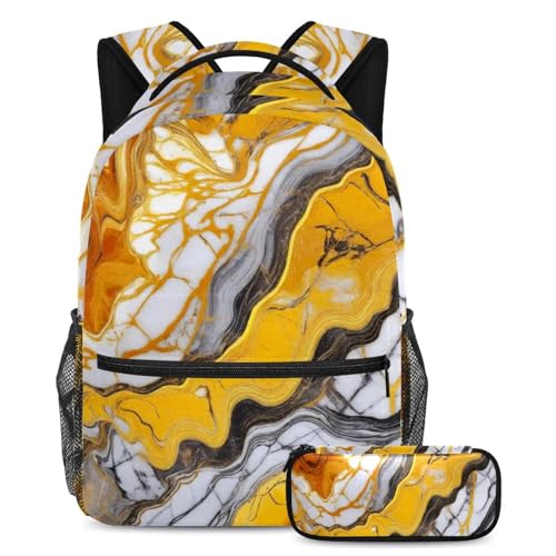Cartables de voyage texture marbre jaune pour ados et étudiants