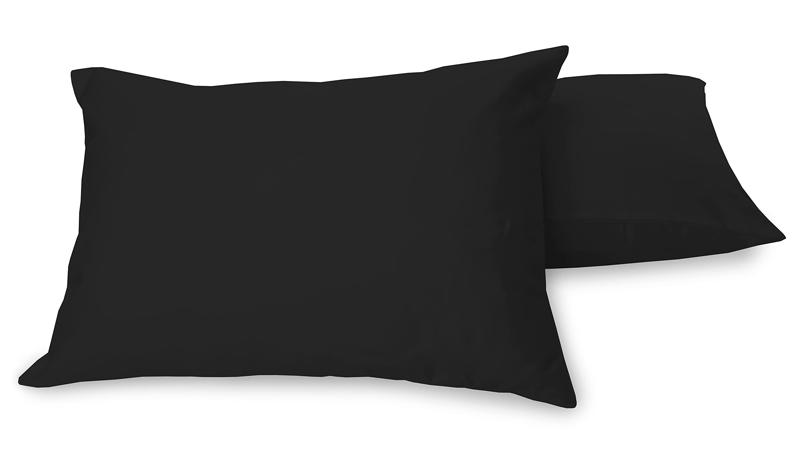 180 Thread Count 100% Pure Cotton Percale Pillowcase Pair (Black)
