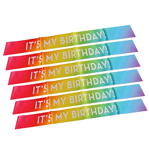 Birthday Sash Colorful 6 Pcs Supplies Parties Satin Kids Birthdays Quilting Fabric Assortments