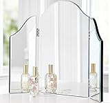 Trifold Vanity Makeup Mirror Bathroom Bedroom Dresser Table Countertop Folding Mirrored Glass Tri Fold Dressing Wing Mirror Portable Beveled Edge Venetian Style