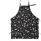 Gianlaima Moon Star Black White Funny Bbq Adjustable Apron For Women Men Birthday Gifts Grilling Cooking Master Chef Bib 2 Pockets