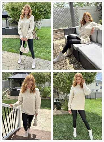 Image of Dokotoo Women's Turtleneck Oversized Sweaters Long Sleeve Pullover Knit Mock Neck Tops