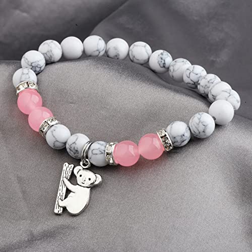 Image of MAOFAED Koala Bracelet, Koala Lover Gift, Koala Jewelry, Gemstone Bead Bracelet