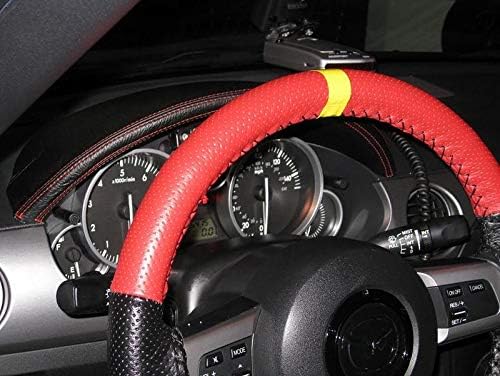 RedlineGoods Gauge Hood Cover Compatible with Mazda Miata NC 2006-15. Tailor Made - not Universal. Genuine top-Grade Italian Black Leather with Red Thread