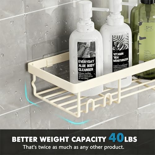 Image of Moforoco Shower Caddy Shelf Organizer Rack, Self Adhesive Black Bathroom Shelves Basket, Home Farmhouse Wall Inside Organization and Storage Decor Rv Accessories, First Camper Apartment Essentials