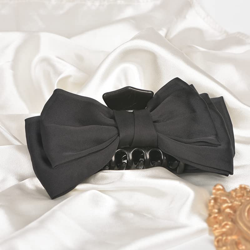 Miniatura 3 de Pinzas grandes de satén para el cabello, lazos negros para mujer, pinzas de garra grandes para cabello grueso y largo, accesorios para el cabello,