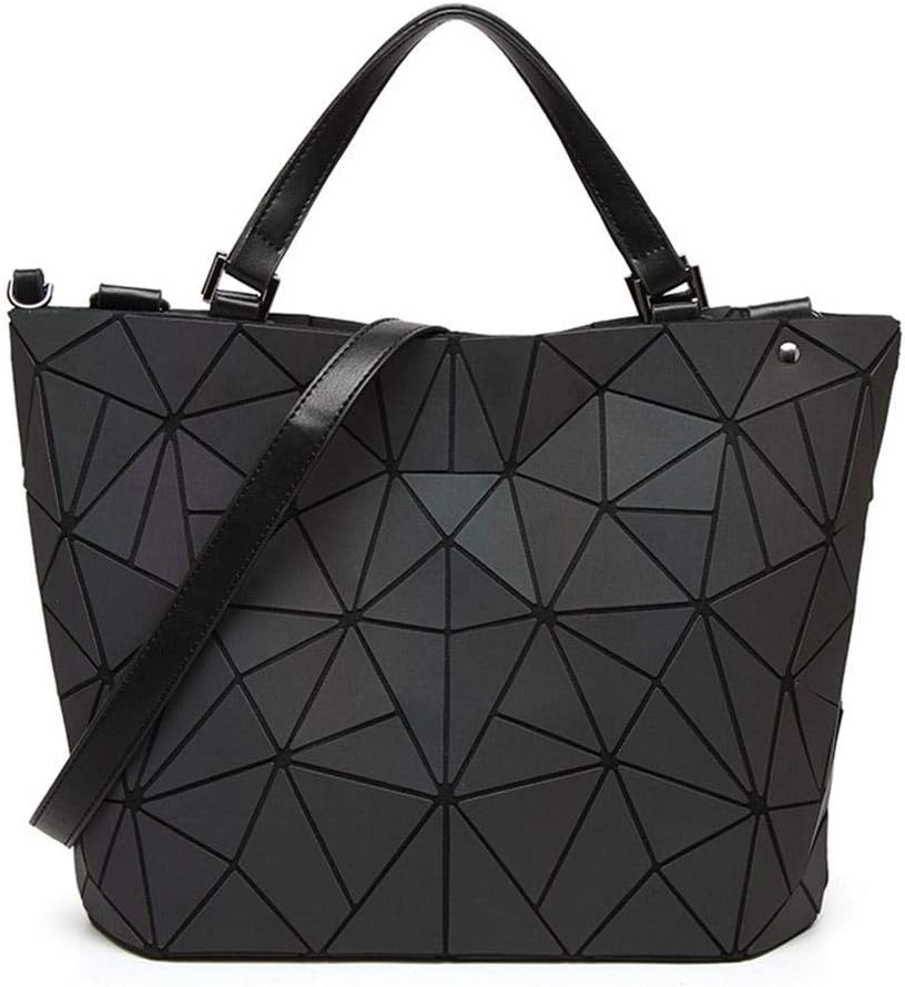 waterfaill Handbags Geometric Luminous Purse Handbag for Women Rainbow Holographic Purse, Eco-Friendly Leather, Shard Lattice Design, Fashion Handbags for women (Multicolor Purse)