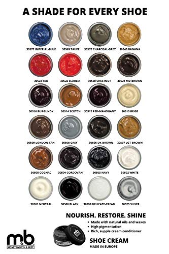 M&B Shoe Cream, Shoe Polish for Leather Shoes, Leather Conditioner for Shoes, Shoe Accessories, Black, 1.7 oz.