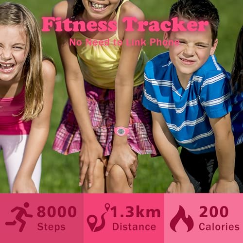 Image of Kids Watches for Girls Boys Digital Sport Watch with Step Counter Pedometer Vibration Alarm Clock, No App Waterproof Fitness Tracker Kids Watch Boys Girls Teens Students Ages 5-16