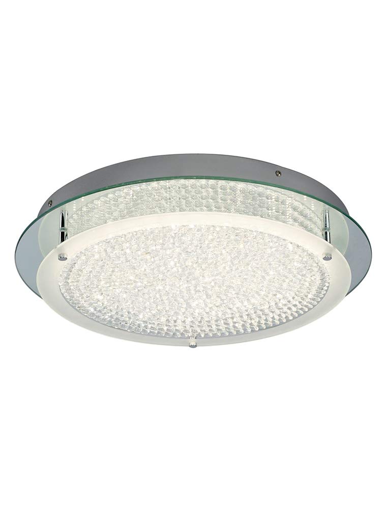 Mantra Iluminación. Modelo CRYSTAL LED. Plafón de techo circular de 45 cm fabricado en espejo y cristal acabado en color cromo