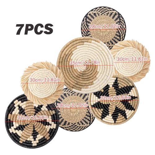 Decoración de pared de mimbre tejida a mano con acabados rústicos premium 5