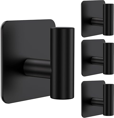 Ganchos negros para colgar resistentes, ganchos adhesivos para ducha, gancho para paredes sin daños, gancho adhesivo de acero inoxidable - 4